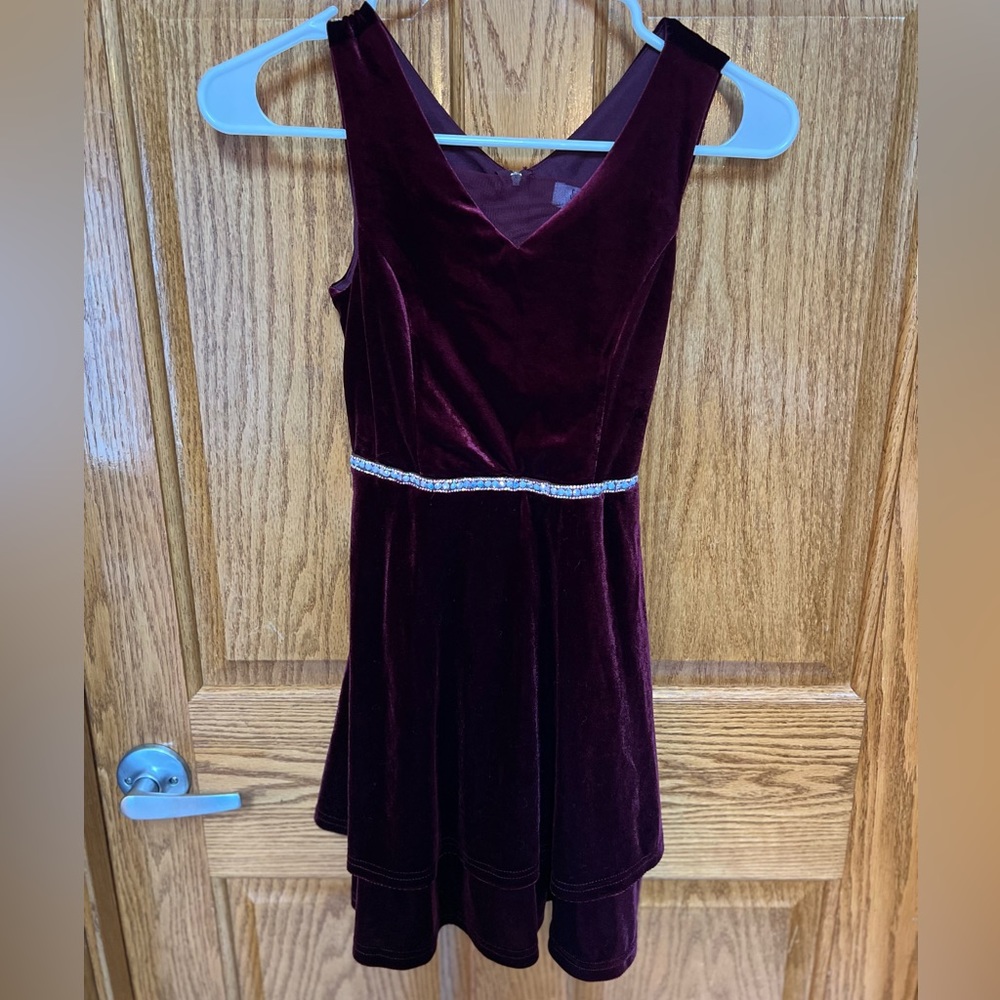 Girl’s Maroon Velvet Christmas Dress